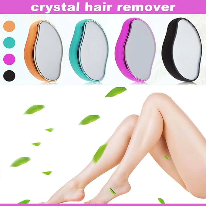 2in1 Crystal Hair Eraser & Exfoliator | Painless Hair Removal Stone | No Shaving Hair Erasing Exfoliator | Magic Epilator | Men Women Silky Smooth Skin