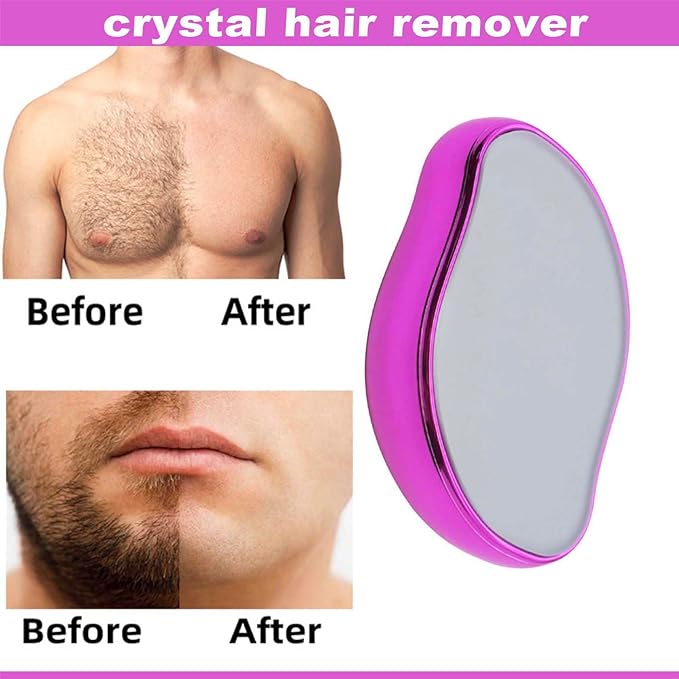 2in1 Crystal Hair Eraser & Exfoliator | Painless Hair Removal Stone | No Shaving Hair Erasing Exfoliator | Magic Epilator | Men Women Silky Smooth Skin