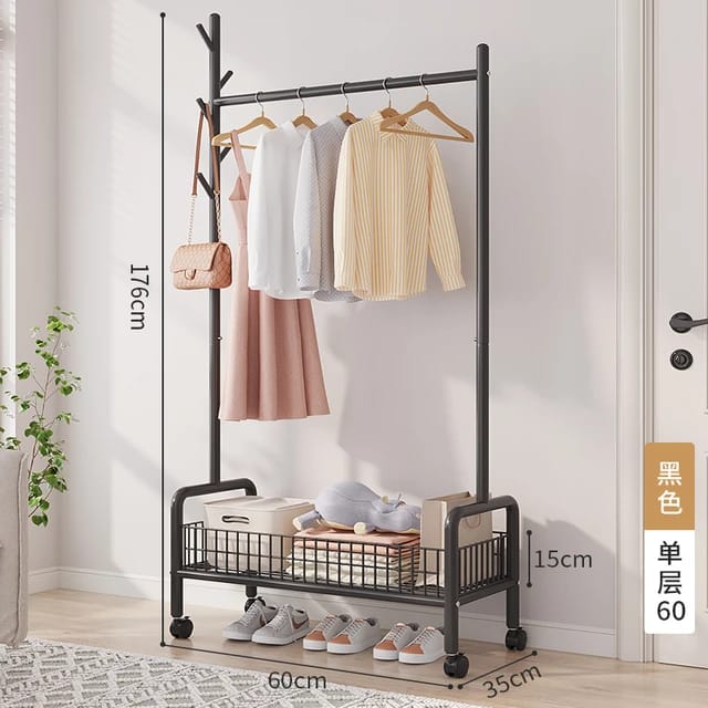 Garment Rack, Heavy Duty Steel Clothes Rack For Hanging Clothes Hats Scarf Handbags, Metal Freestanding Closet Wardrobe Rack, Retail Display Clothes Hanger Stand Easy Assemble Rail
