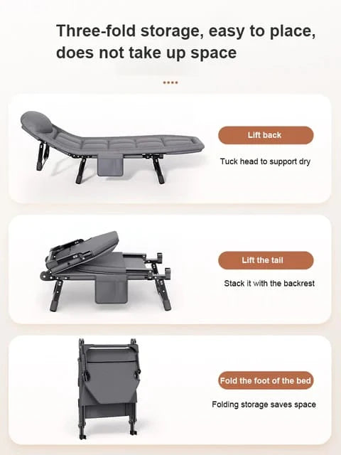 Premium Camping Bed Folding Bed 160 KG Capacity 8 Legs Luxury Recliner Bed Lounge Chair Adult Bed For Outdoor Beach Bed Office Camping Indoor Outdoor Foldable Lounger